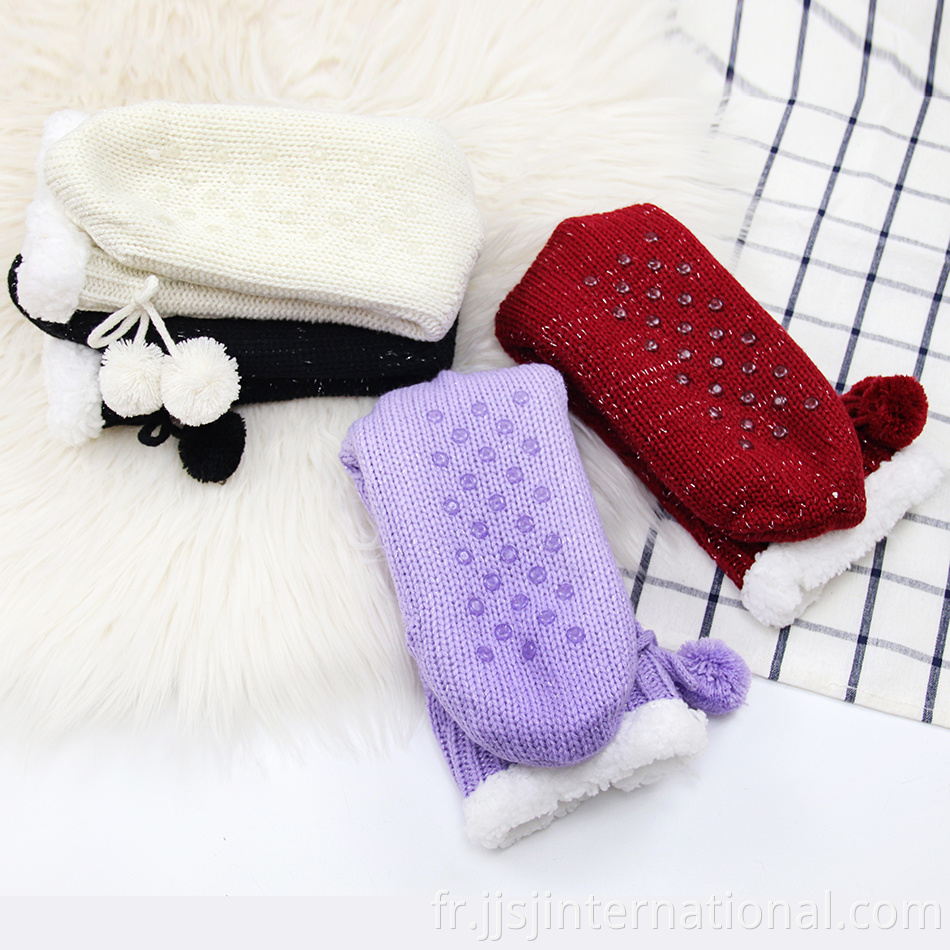 Knitted non-slip lambskin socks